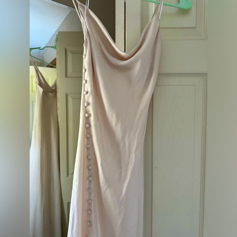 Elegant Zara white cream long dress with slit brand new unworn